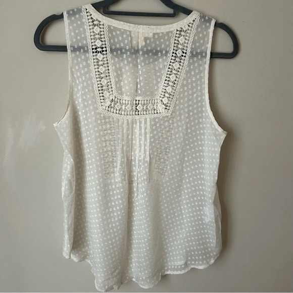 Anthropologie Meadow Rue Lace Embroidered Pattern Sleeveless White Tank Small - Picture 6 of 7